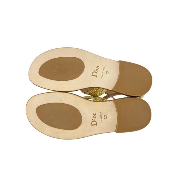 DIOR/ChristianDior - Gold Leather Glitter Women's Sandals 325-050925 - Picture 4 of 6